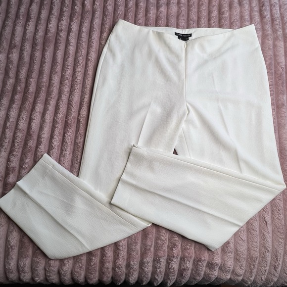 Peace Of Cloth Women's White Pants with Zipper Size 14 Cropped Dress Pants - Picture 1 of 10